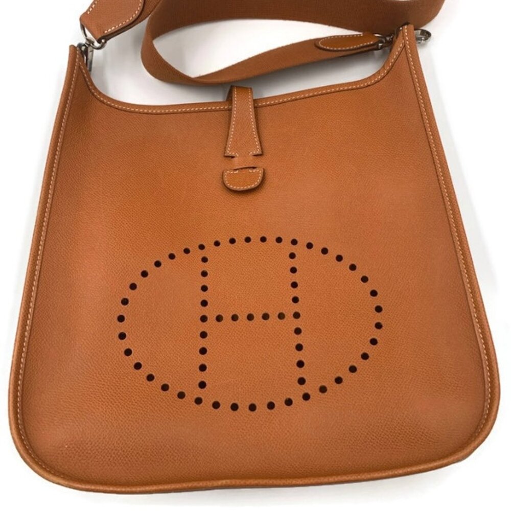 Authentic HERMES Brown Epsom Evelyne I PM Crossbody Bag